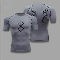 Short-Sleeve Compression Shirt Gymwear Gym Rash for Clothing Animeshirt Compressor Muscle Aesthetics Animewear High Elasticity S