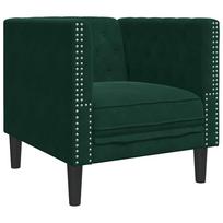 vidaXL Česterfildo sofa-kėdė, tamsiai žalia, aksomas