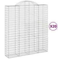 vidaXL Arkiniai gabionų krepšeliai, 20 vnt., 200x50x220/240 cm, cinkuota geležis