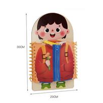 Montessori žaislai Ankstyvasis ugdymas Vaikų gyvenimo įgūdžiai Batų raištelių surišimas Užtrauktukas Sagtys Medinės Daugiasluoksnės Dėlionės Dovana 30*19.5*2.5cm oranžinė