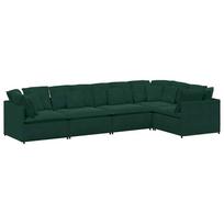 vidaXL Modulinė sofa su pagalvėlėmis, aksominė, tamsiai žalia