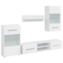 vidaXL 5 dalių televizoriaus spintelės su LED apšvietimu, matinės baltos spalvos, inžinerinė mediena
