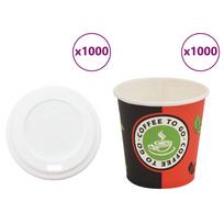 vidaXL Popieriniai kavos puodeliai su dangteliais, 1000 vnt., 120 ml, 12 uncijų