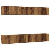 vidaXL 4 dalių prie sienos tvirtinamas televizoriaus spintelių komplektas, senos medienos drožlės, 100x30x30 cm