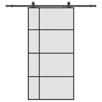 vidaXL Stumdomos durys su furnitūra, juodos, 102,5x205 cm, ESG stiklas