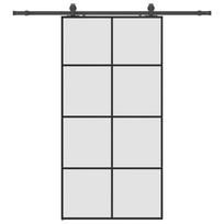 vidaXL Stumdomos durys su furnitūra, juodos, 102,5x205 cm, ESG stiklas
