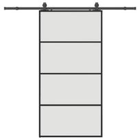 vidaXL Stumdomos durys su furnitūra, juodos, 102,5x205 cm, ESG stiklas