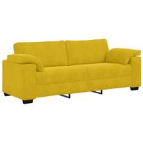vidaXL Trivietė sofa, geltona, 220x77x82 cm, aksomas
