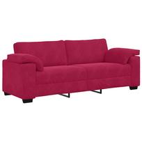 vidaXL Trivietė sofa, vyno raudonumo, 220x77x82 cm, aksominė