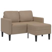 vidaXL Dvivietė sofa su šezlongu, L formos, kapučino spalvos, 125 cm, dirbtinė oda