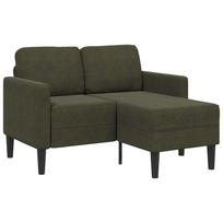 vidaXL Dvivietė sofa su šezlongu, L formos, tamsiai žalia, 125 cm, dirbtinė oda
