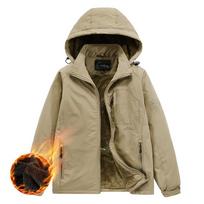 Men's Sherpa Hoodie Jacket Fleece Lined Zip Up Warm Hoodies Winter Hooded Coat for Men Windbreaker Coat Outerwear Warm Parka Jackets With Pockets} M chaki