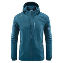 Summer Outdoor Quick Dry Sun Protective Thin Jacket Men Hiking Fishing Cycling Hooded Gym Sport Windbreaker Light Coats M mėlyna