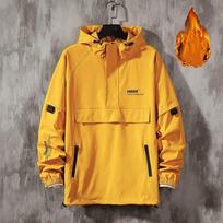 Men's Fall and Winter Padded Half-zip Pullover Hooded Warm Jacket XL geltona
