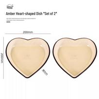 Zhi Shi Heart-Shaped Amber Glass Prep & Baking Dishes