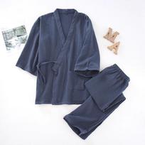 Laisvas japoniškas medvilnės pižamos rinkinys, dviejų dalių, porai, yukata, laisvas vyriškas, prakaito sugeriantis, minkštas, patogus, kvėpuojantis, garų kostiumo rinkinys, namams M tamsiai pilka spalva