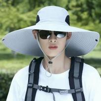 Portable UV Sun Protection Wide Visor Brim Hat 15CM Large Brim Foldable Sun Protection Hat Breathable Mesh Fisherman Hat Women šviesiai pilka spalva