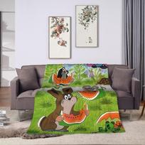 Cute Little Mole Print Cartoon Flannel Blanket  Soft Throw Blanket for Home Decor Decorative Funny Bedspread Sofa Bed Cover 130cmx150cm