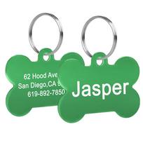 Bone Shaped Pet ID Tag Personalized Dog Cat Name Tags Anti-lost Free Engraving Collar Pendant Bone for Small Medium Large Pet (green,S) žalia
