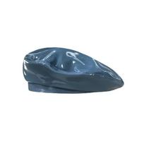 Versatile PU Leather Beret Retro Korean Style Glossy Leather Beret Solid Color Bright Patent Leather Beret for Men and Women mėlyna