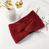 New Elastic Winter Headband Knot Cross Woolen Knitting Headwrap Non Slip Warm Hair Band Hair Accessories raudona