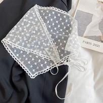 Embroidered Lace Triangle Headscarf Hollow-out White Hair Bandana Woven Floral Pastoral Style Lace Skirt Hair Accessories