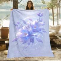 Estampado floral azul ligero: Manta de franela liviana, suave y cálida, perfecta para acampar, picnic, viajes, oficina, sofá 75cmx90cm