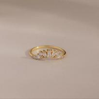 Korean Style Zircon Arc Curved Engagement Ring Size 7