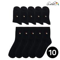 Arnold Palmer Women's Ribbed Socks Mid-Length Black 10 Pairs Comfortable Ankle Fashion Socks Made in Korea Gift F(5+5)