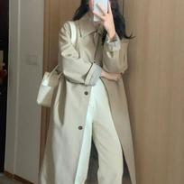 Early Autumn Windbreaker Jacket Women's Spring and Autumn Khaki Small British Style Mid-length XS chaki