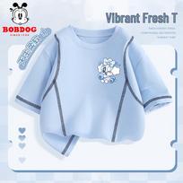 BOBDOG Girls' Contrast Stitch Loose Fit Breathable Short Sleeve T-Shirt 140
