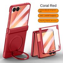 For Samsung Galaxy Z Flip 7 Rotating Skin Magnetic Lens Full Protection Tempered Glass Film Magnetic Drop Resistant Phone Case Galaxy Z Flip7 raudona