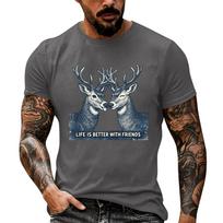 Men's Casual Short Sleeve T Shirt Loose Fit Breathable Summer Top with Vintage Animal Graphic and Text Print Suitable for Sports Streetwear XXXXXL