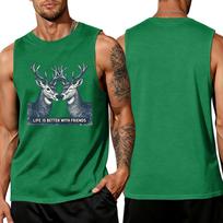 Men's Casual Sleeveless Tank Top Loose Fit Breathable Summer Sports Fitness Streetwear Daily Wear Animal Graphic Print XXL žalia