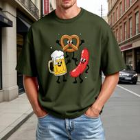 Men's Summer Round Neck Casual Short Sleeve T-Shirt Oktoberfest Print Comfortable Fit Soft Fabric Summer Tee M