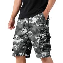 Mens Digital Camo Print Drawstring Waist Cargo Shorts with Multiple Pockets Relaxed Fit Lightweight Casual Shorts XXL