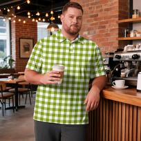 Men's Big Size Polo Shirt Short Sleeve Breathable Golf Shirt Casual Workwear Collared Button Up Shirt with Checkered Print XXXXXXXXL balta