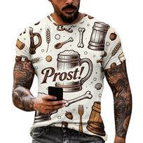 Men's Loose Fit Short Sleeve T Shirt Vintage Texture Beer Mug Print Casual Summer Daily Wear Lightweight Breathable Fabric XXXXL rožinė