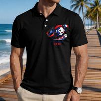Men's Casual Short Sleeve Polo Shirt with Football Print Collared Sports Top Comfortable Fit for Daily Wear L juoda