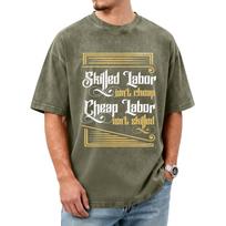Men's Labor Day Graphic T Shirt Washed Vintage Style Cotton Crew Neck Short Sleeve Tee Casual Fit Comfortable Fabric Durable Stitching M