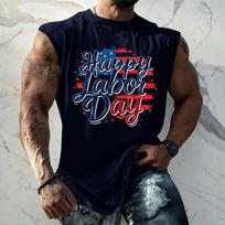 Men Sleeveless Tank Top Casual Loose Fit Muscle Shirt Summer Workout Athletic Gym Shirt Printed Graphic Tank Top for Outdoor Activities M
