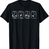 Coffee Barista Espresso Latte Cappuccino Periodic Table T-Shirt S įvairiaspalvis