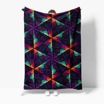 Colorful Geometric Print Blanket Vibrant Abstract Pattern Throw Soft Fleece Bedding Decor Gift 75x90cm