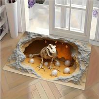 Dinosaur Skeleton Rug Flannel Soft Kids Carpet 3D Cave Print Bedroom Kitchen Floor Mat Anti Slip 40x60cm