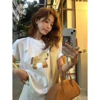 Korean early summer wear cartoon pony print short-sleeved T-shirt women's 2026 summer new lazy wind loose top M balta