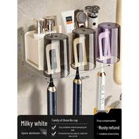 HANDUNYOU No-Drill Wall-Mounted Toothbrush Holder pieno baltumo spalva