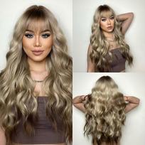 EASIHAIR ilgi banguoti sintetiniai perukai Šviesūs Ombre plaukų perukas su kirpčiukais moterims su kirpčiukais Cosplay Daily Wig Atsparus karščiui