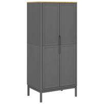 vidaXL Drabužių spinta FLORO, pilka, 77x53x171cm, pušies masyvas
