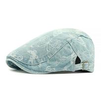 Denim Beret Women's British Vintage Forward Hat Sunscreen Sun Hat Jacquard Butterfly Cap šviesiai mėlyna spalva