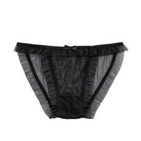 Pure Desire Lace Transparent Sexy Low Waist Girls' Panties Leopard Print Mesh Breathable Seamless Triangle Women's Panties M juoda